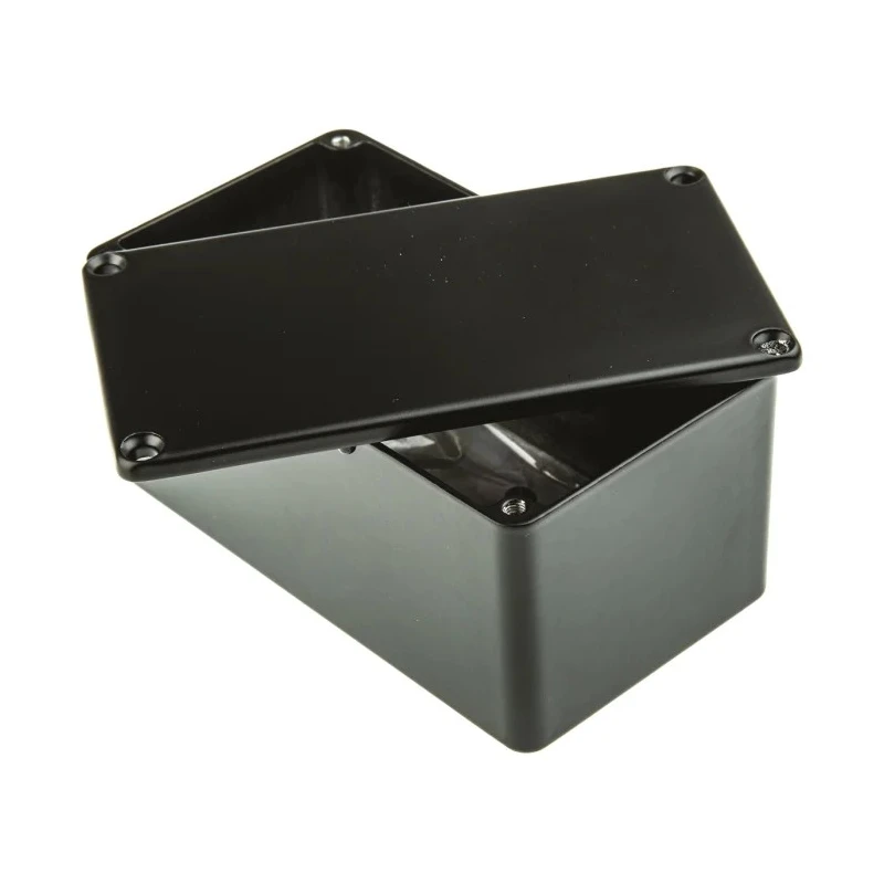 RS PRO Black Black Lid Die Cast Aluminium Enclosure 55.1 mm x 114.4 mm x 63.7 mm 517-4049