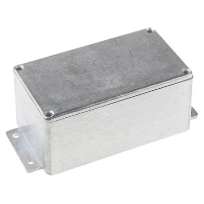 RS PRO Flanged Silver Lid Die Cast Aluminium Enclosure IP66, 55 mm x 139.6 mm x 63.8 mm IP66