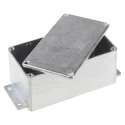 RS PRO Flanged Silver Lid Die Cast Aluminium Enclosure IP66, 55 mm x 139.6 mm x 63.8 mm IP66