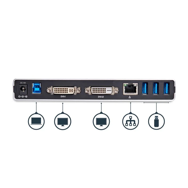 StarTech.com USB 3.0 Docking Station 5 USB Ports DVI HDMI VGA 2048 x 1152 Pixel USB3SDOCKDD