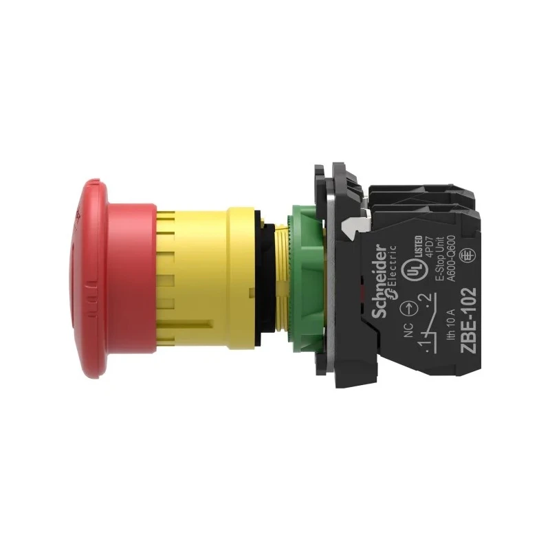 Schneider Electric Harmony Series Emergency Stop Push Button Panel Mount 22 mm Cutout 2 NC IP67 IP66 IP69 XB5AS8444