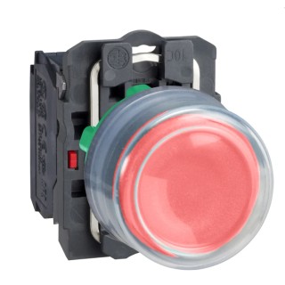 Schneider Electric Push Button Switch Panel Mount 22 mm Cutout, SPST, Slow Break, Red LED, IP66 IP67 XB5AP42