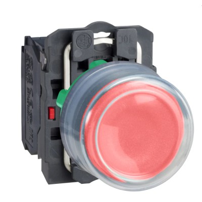 Schneider Electric Push Button Switch Panel Mount 22 mm Cutout, SPST, Slow Break, Red LED, IP66 IP67 XB5AP42