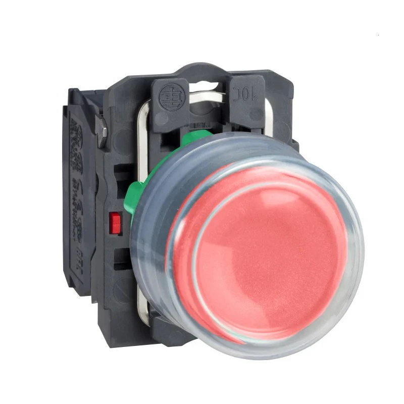 Schneider Electric Push Button Switch Panel Mount 22 mm Cutout, SPST, Slow Break, Red LED, IP66 IP67 XB5AP42