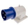 Scame IP44 Blue Wall Mount 2P+PE Right Angle Industrial Power Connector 32A 230V IP44 2423293