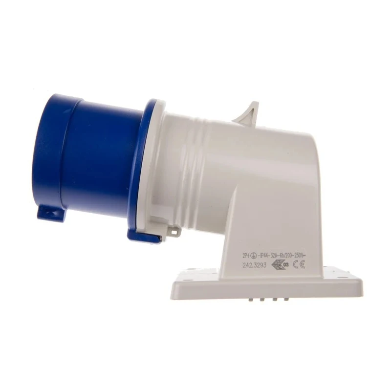 Scame IP44 Blue Wall Mount 2P+PE Right Angle Industrial Power Connector 32A 230V IP44 2423293