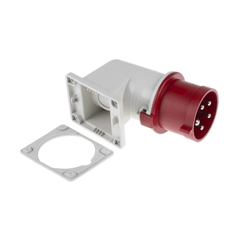 Scame IP44 Red Wall Mount 3P+N+PE Right Angle Industrial Power Connector 32A 415V