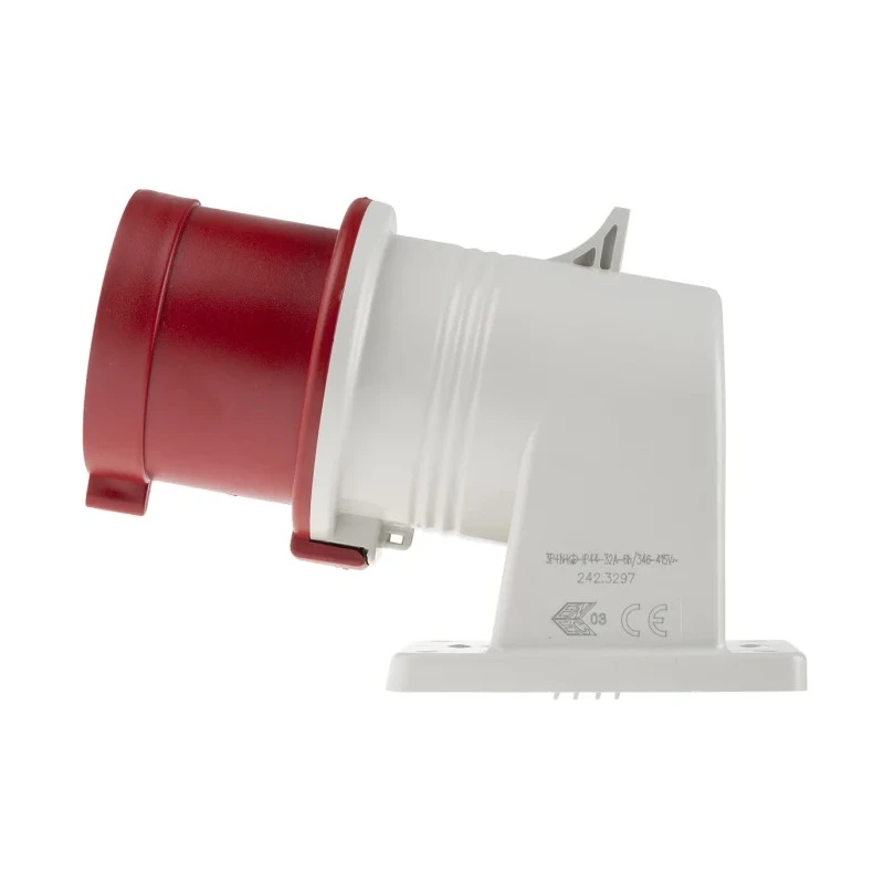 Scame IP44 Red Wall Mount 3P+N+PE Right Angle Industrial Power Connector 32A 415V