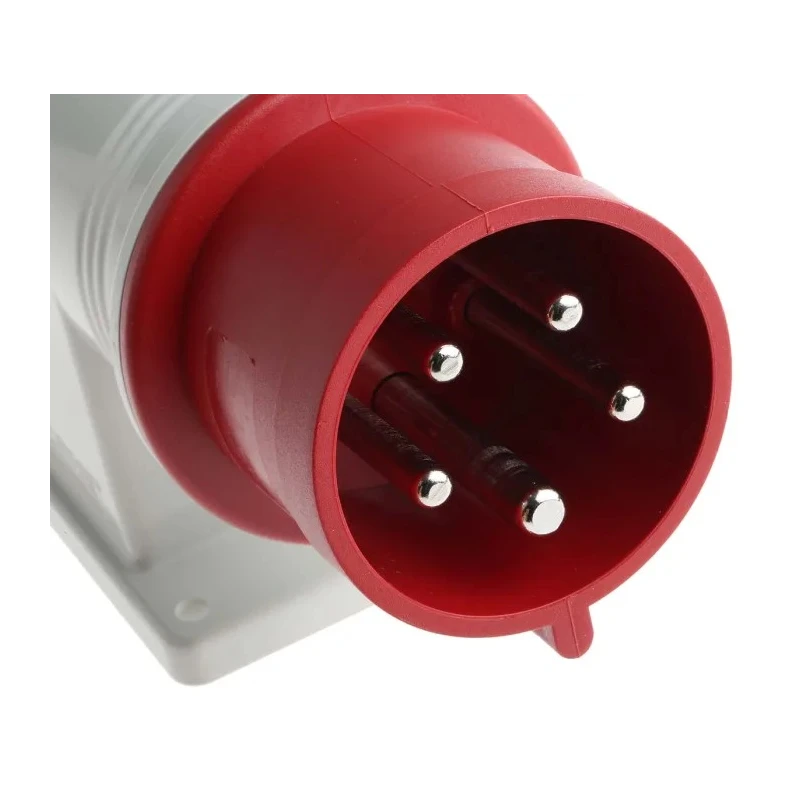 Scame IP44 Red Wall Mount 3P+N+PE Right Angle Industrial Power Connector 32A 415V