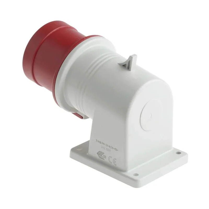Scame IP44 Red Wall Mount 3P+N+PE Right Angle Industrial Power Connector 32A 415V