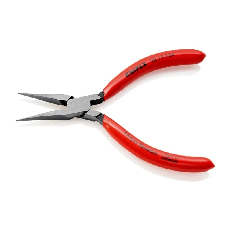 Knipex Relay Adjusting Long Nose Plier, Plastic Coated Handle, 135mm Overall, 34mm Jaw, Polished Chrome Plated 32 11 135