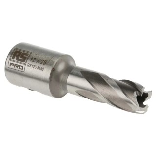 RS PRO High-Speed Steel (HSS) Magnetic Drill Bit 12 mm Cutter Diameter, 25 mm Cutting Depth 123-8480