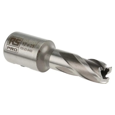 RS PRO High-Speed Steel (HSS) Magnetic Drill Bit 12 mm Cutter Diameter, 25 mm Cutting Depth 123-8480