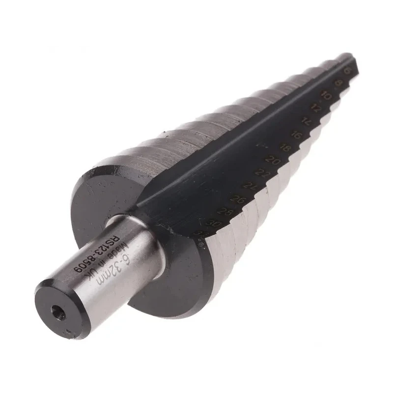 RS PRO HSS Step Drill Bit 6 to 30 mm Cone Shank Bright Finish 123-8509