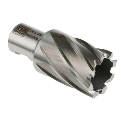 RS PRO High-Speed Steel Magnetic Drill Bit 28 mm Cutter Diameter 25 mm Cutting Depth Bright Finish Straight Flute 123-8488