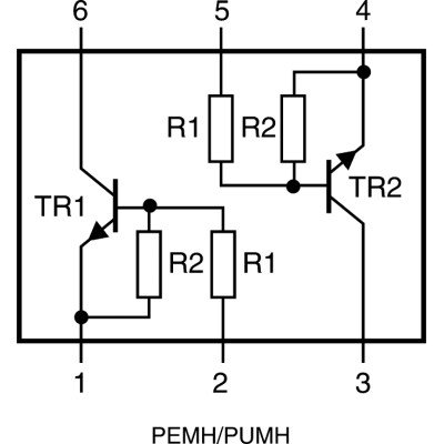 Nexperia PUMH4,115 Digital Transistor NPN 100 mA 50 V 6-Pin UMT Surface Mount PUMH4,115
