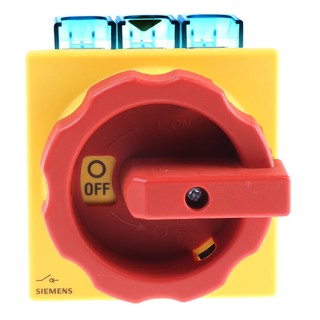 Siemens 3-Pole Panel Mount Isolator Switch IP65, 125A, 45kW, 690V AC, Red Handle 
