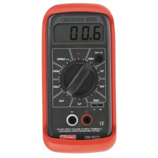 RS PRO Handheld Capacitance Meter 20 mF, Accurate ±1%, Battery Life 200h, LCD Display 123-8770