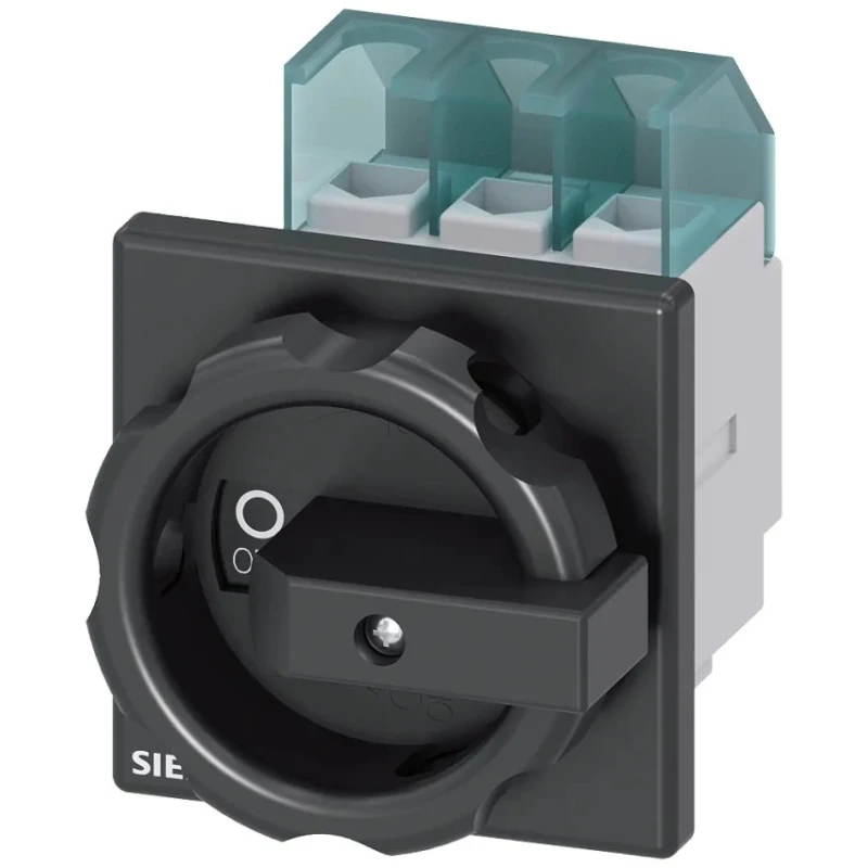 Siemens 3-Pole Panel Mount Isolator Switch IP65, 25A, 9.5 kW, 690V AC, Black Handle 
