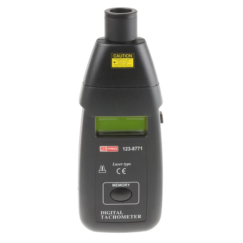 RS PRO Laser Tachometer Best Accuracy ±0.05 %, 1.5V AA Battery Powered, LCD Display, Max Speed 99999rpm 123-8771