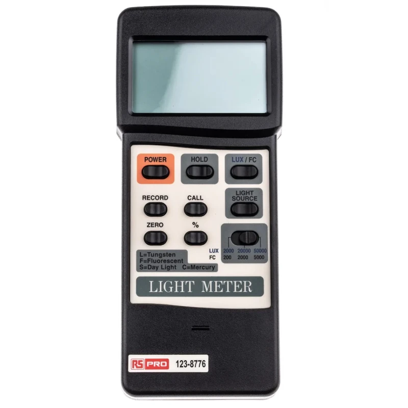 RS PRO Digital Light Meter 0lx to 50000 lx, ±(4% + 2d) Accuracy, Photodiode Sensor 123-8776