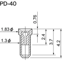 Mac 8 PD Series Straight Through Hole Socket Pin with Beryllium Copper Alloy Contact, Gold Plated, 12A, 125V PD-40