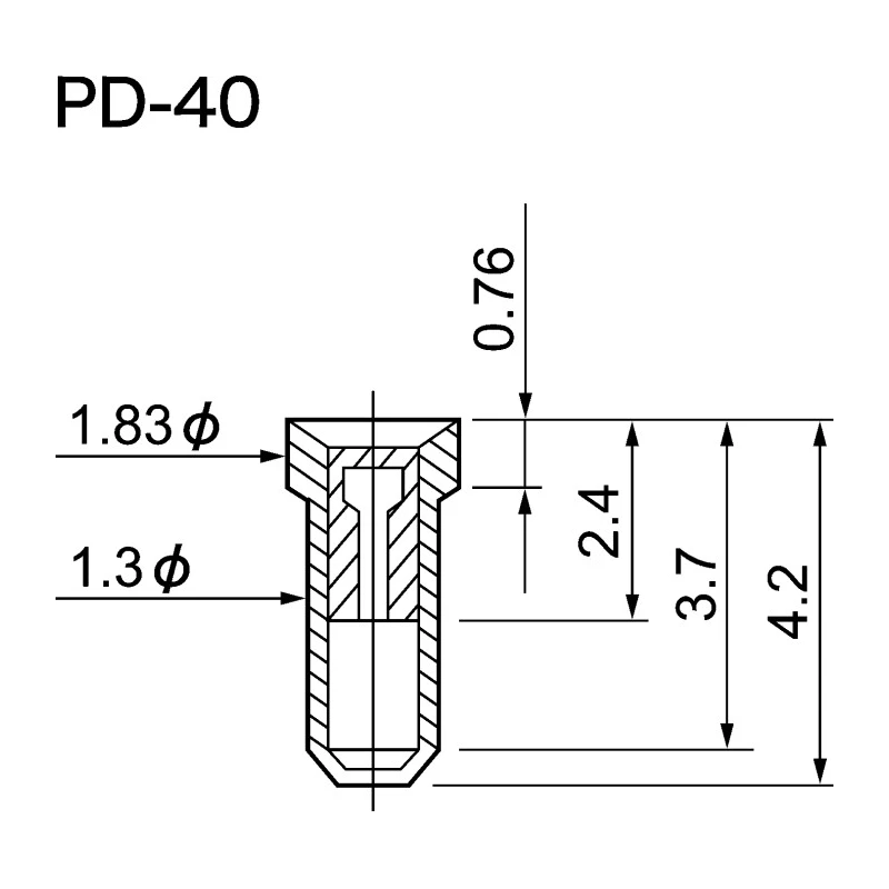 Mac 8 PD Series Straight Through Hole Socket Pin with Beryllium Copper Alloy Contact, Gold Plated, 12A, 125V PD-40