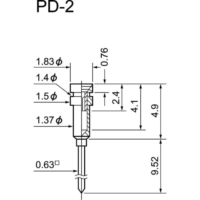 Mac 8 PD Series Straight Through Hole Socket Pin Solder 12A Beryllium Copper Alloy Gold Plated PD-2