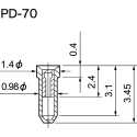 Mac 8 PD Series Straight Through Hole Socket Pin, 12A, 125V, Beryllium Copper Alloy Contact, Gold Plating, PD-70