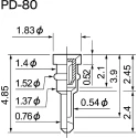 Mac 8 PD Series Straight Through Hole Socket Pin Solder 12A 125V Beryllium Copper Alloy Gold Plating PD-80