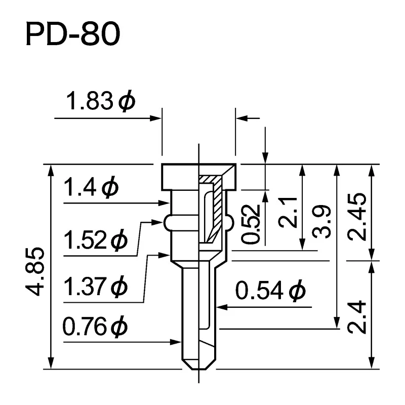 Mac 8 PD Series Straight Through Hole Socket Pin Solder 12A 125V Beryllium Copper Alloy Gold Plating PD-80