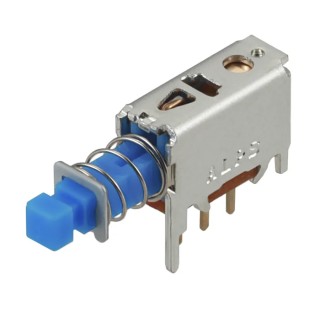 Alps Alpine Push Button Switch PCB Mount, Latching SPDT, 30 V DC, Black Actuator, Square Style SPPJ3