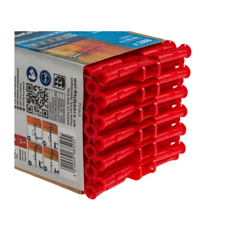 RawlPlug Red Plastic Wall Plug 28 mm Length R-U1-MIX-RED-288