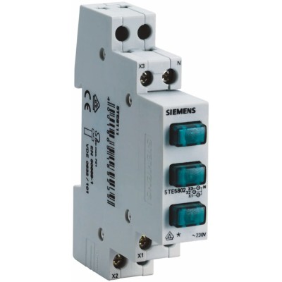 Siemens Panel Green LED Indicator 5TE Series 230V AC Metal Body IP20 Square Shape 