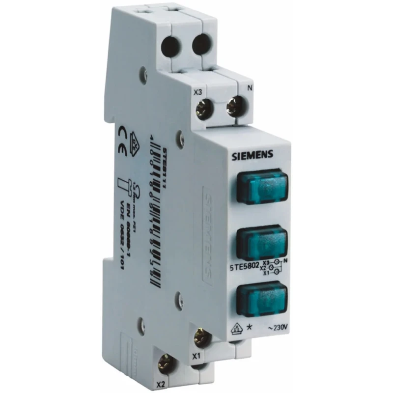 Siemens Panel Green LED Indicator 5TE Series 230V AC Metal Body IP20 Square Shape 