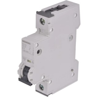 Siemens SENTRON Miniature Circuit Breaker, 1-Pole, 1A, Type C, 400V AC, 72V DC, 6 kA Breaking Capacity 5SY6101-7