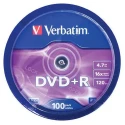 Verbatim DVD+R Blank DVD Discs 4.7 GB 16X Speed 100 Pack Spindle 43551