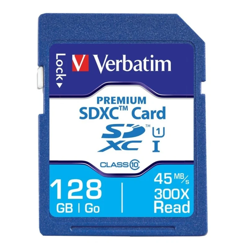 Verbatim 128 GB SDXC SD Card UHS 1 U1 Class 10 300x Speed Rating 44025