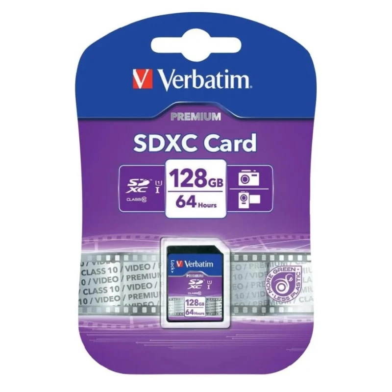 Verbatim 128 GB SDXC SD Card UHS 1 U1 Class 10 300x Speed Rating 44025