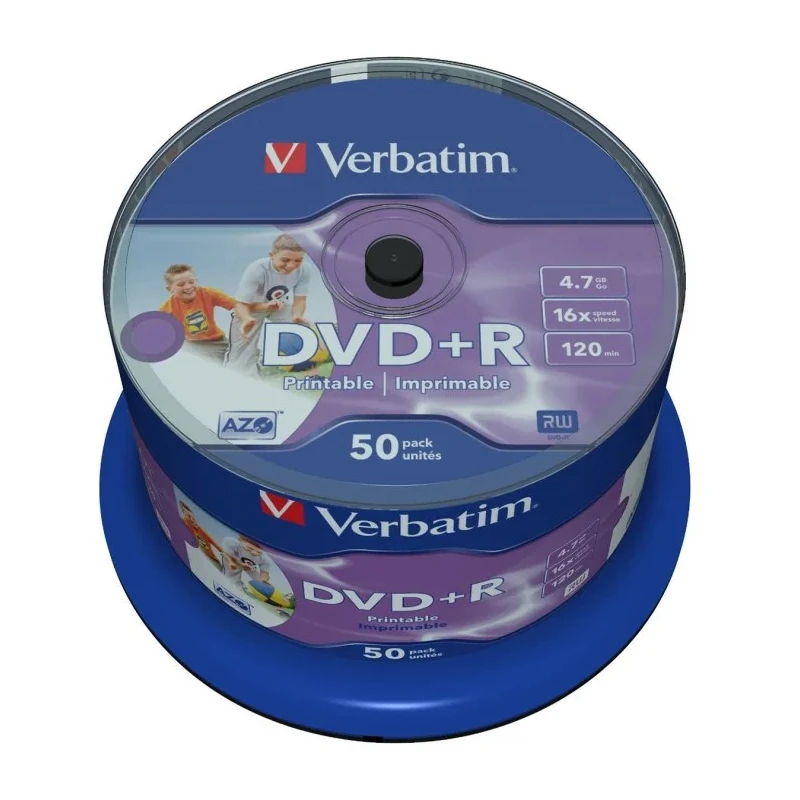 Verbatim DVD+R Blank DVD Discs 4.7GB 16X Speed 50 Pack Spindle 43512