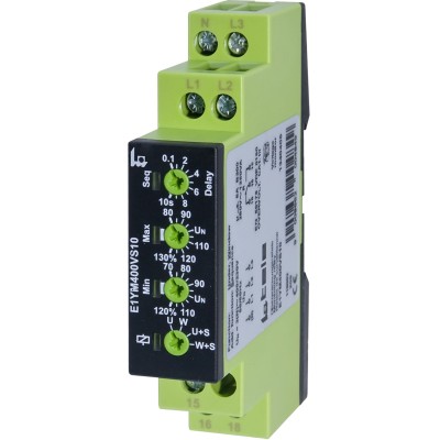Tele Monitoring Relay, Maximum of 400 V Monitor Range, SPDT Contact, DIN Rail Mount, 400V AC Supply E1YM400VS10