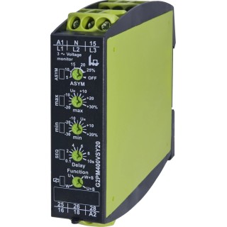 Tele 3 Phase DIN Rail Mount Tele Monitoring Relay 240 V AC Supply G2PM400VSY20 24-240VAC/DC