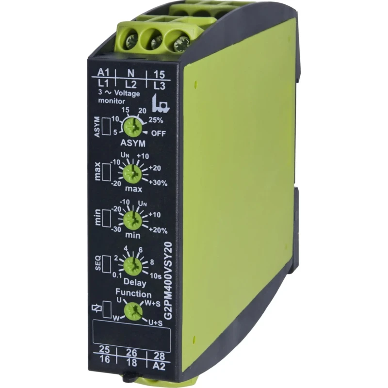 Tele 3 Phase DIN Rail Mount Tele Monitoring Relay 240 V AC Supply G2PM400VSY20 24-240VAC/DC