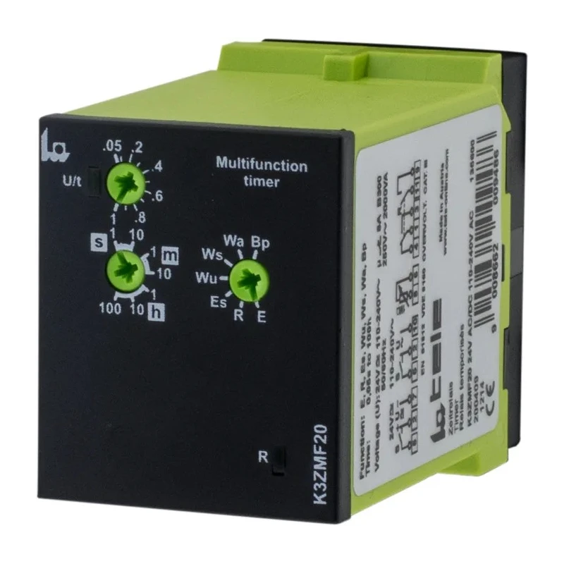 Tele K3ZMF20 Series Multifunction Screw Timer Relay, 2-Contact, 24 V AC/DC, 1 s to 100 h Time Range, 7 Functions K3ZMF20