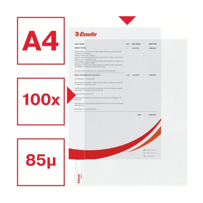 Esselte Document Wallet 230mm Reinforced Hole Edge Recyclable Polypropylene 0.09 mm Thickness 55213