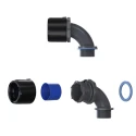 Flexicon Black and Grey Polyamide 66 Conduit Fitting 21 mm Nominal Size, M20 Thread, IP69, IP67, IP66, IP68 FPAU21-M20-90B