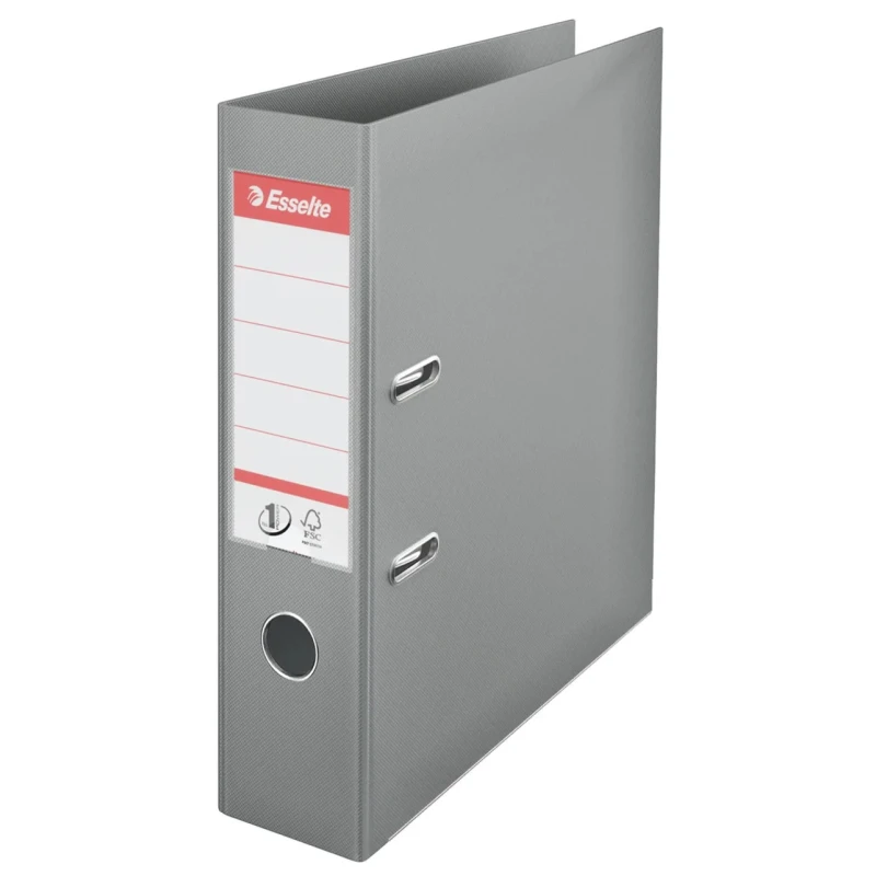 Esselte Grey A4 Lever Arch Ring Binder with 75mm Spine Width, 2 Rings, FSC Certified 811380