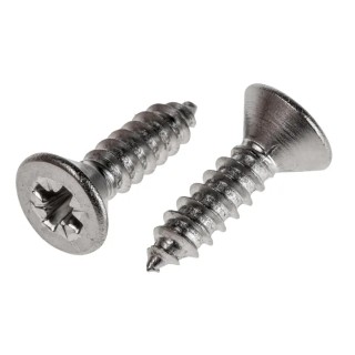 RS PRO Plain Stainless Steel Countersunk Head Self-Tapping Screw 19 mm No.10 522-1381
