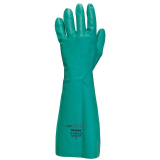 Polyco Healthline N-Dura Green Nitrile Work Gloves Size 9 Chemical Resistant Slip Resistant Palm ND45/09
