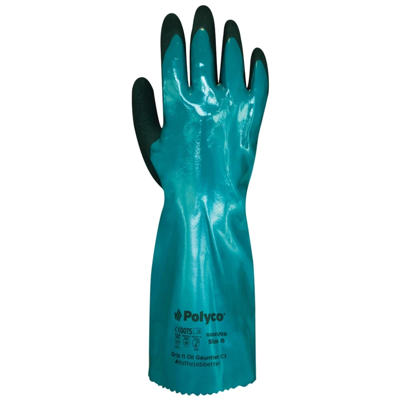 Polyco Healthline Grip It Green Nitrile Foam Coated Work Gloves Size 8 GIOG1/08